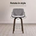 Artiss 4x Swivel Bar Stools Velvet Padded Wooden