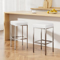 Artiss 2x Bar Stools Leather Padded White Metal