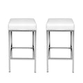 Artiss 2x Bar Stools Leather Padded White Metal
