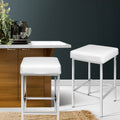 Artiss 2x Bar Stools Leather Padded White Metal