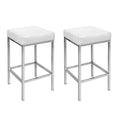 Artiss 2x Bar Stools Leather Padded White Metal