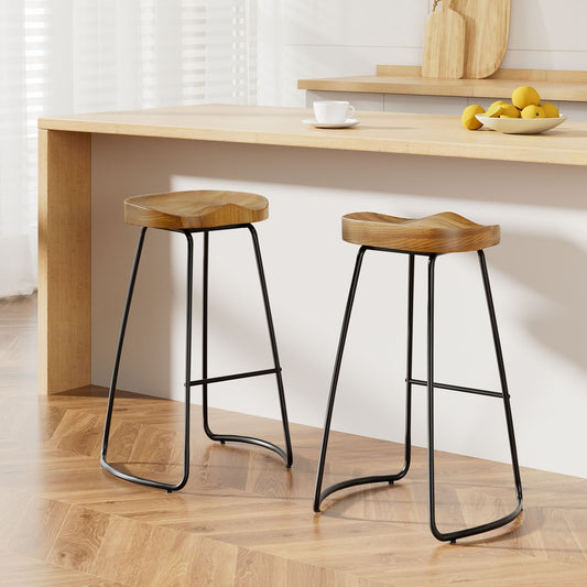 Artiss 2x Bar Stools Tractor Seat 75cm Wood