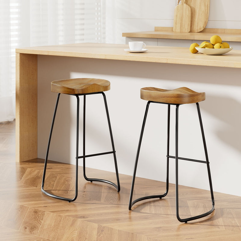 Artiss 2x Bar Stools Tractor Seat 75cm Wood