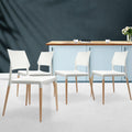 Artiss Dining Chairs Set 4 Plastic Wooden Stackable White