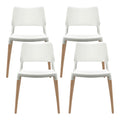 Artiss Dining Chairs Set 4 Plastic Wooden Stackable White