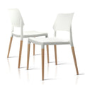 Artiss Dining Chairs Set 4 Plastic Wooden Stackable White