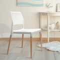 Artiss Dining Chairs Set 4 Plastic Wooden Stackable White