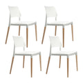 Artiss Dining Chairs Set 4 Plastic Wooden Stackable White