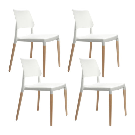 Artiss Dining Chairs Set 4 Plastic Wooden Stackable White