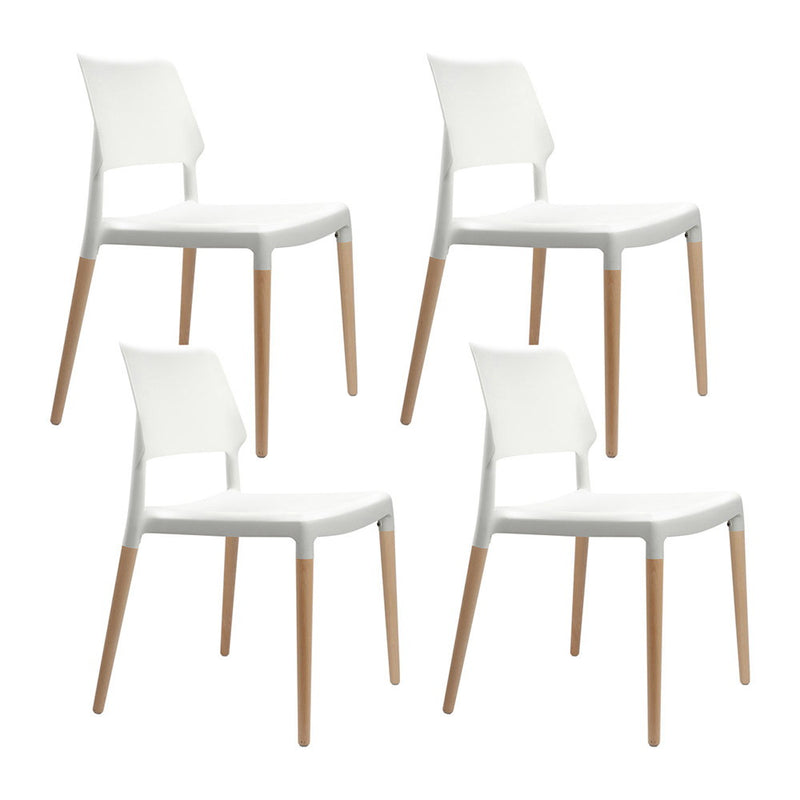Artiss Dining Chairs Set 4 Plastic Wooden Stackable White
