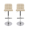 Artiss Bar Stools x2 Leather Gas Lift Beige