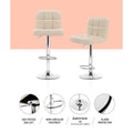 Artiss Bar Stools x2 Leather Gas Lift Beige