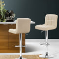 Artiss Bar Stools x2 Leather Gas Lift Beige
