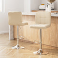 Artiss Bar Stools x2 Leather Gas Lift Beige
