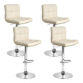 Artiss Bar Stools x4 Leather Gas Lift Beige