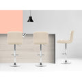 Artiss Bar Stools x4 Leather Gas Lift Beige