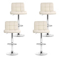 Artiss Bar Stools x4 Leather Gas Lift Beige