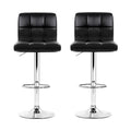 Artiss 2x Bar Stools Leather Gas Lift Black