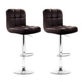 Artiss 2x Brown Leather Bar Stools Gas Lift