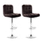 Artiss 2x Brown Leather Bar Stools Gas Lift