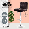 Artiss 2x Brown Leather Bar Stools Gas Lift