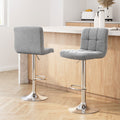 Artiss 2x Bar Stools Kitchen Counter Chairs Gas Lift Grey Fabric