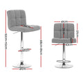 Artiss 2x Bar Stools Kitchen Counter Chairs Gas Lift Grey Fabric