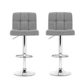 Artiss 2x Bar Stools Kitchen Counter Chairs Gas Lift Grey Fabric