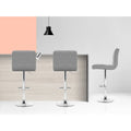 Artiss 2x Bar Stools Kitchen Counter Chairs Gas Lift Grey Fabric