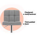 Artiss 2x Bar Stools Kitchen Counter Chairs Gas Lift Grey Fabric
