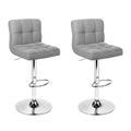 Artiss 2x Bar Stools Kitchen Counter Chairs Gas Lift Grey Fabric