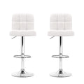 Artiss 2x Bar Stools Leather Gas Lift White