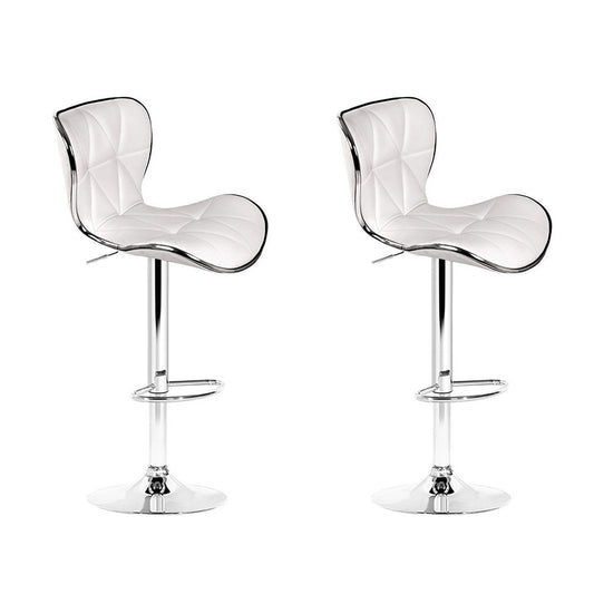 Artiss 2x Bar Stools Gas Lift White Leather Seat