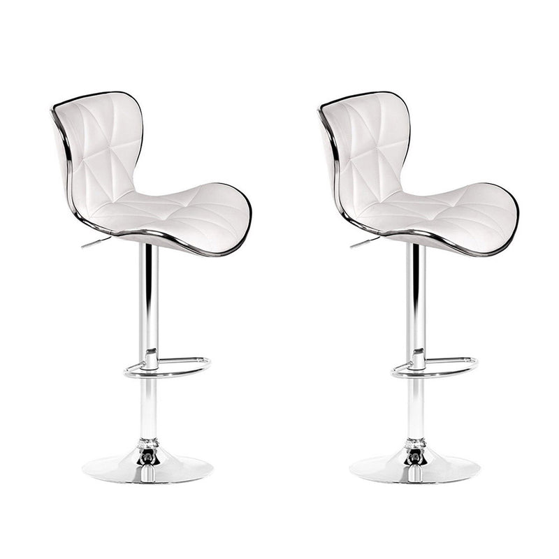 Artiss 2x Bar Stools Gas Lift White Leather Seat