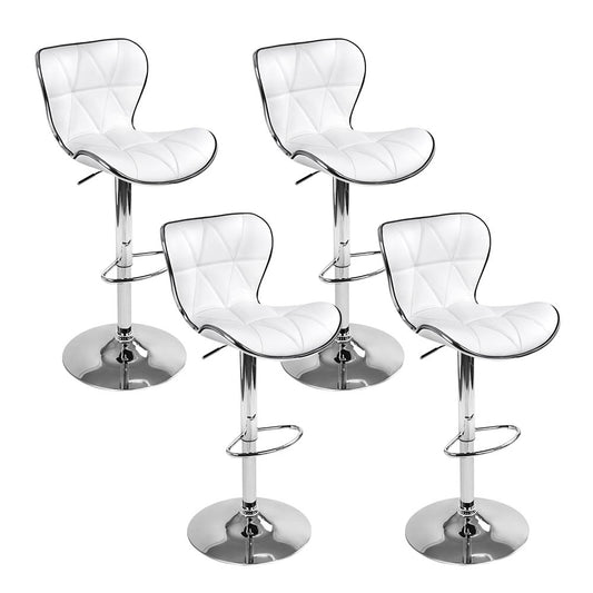 Artiss 4x Bar Stools Gas Lift Leather White Seat