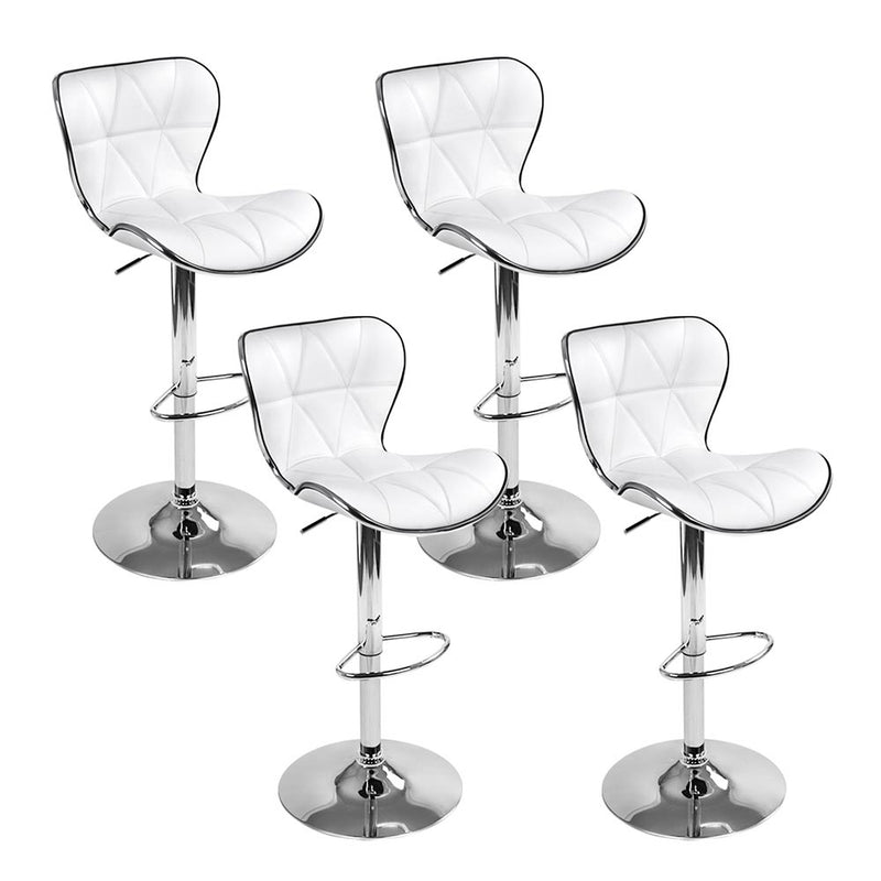 Artiss 4x Bar Stools Gas Lift Leather White Seat