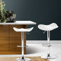 Artiss 2x Bar Stools Leather Gas Lift White Chair