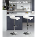 Artiss 4x Bar Stools White Adjustable Gas Lift Swivel Chairs