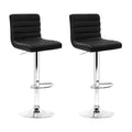 Artiss Bar Stools x2 Padded Leather Gas Lift Black