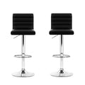 Artiss Bar Stools x2 Padded Leather Gas Lift Black