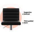 Artiss Bar Stools x2 Padded Leather Gas Lift Black