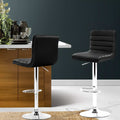 Artiss Bar Stools x2 Padded Leather Gas Lift Black