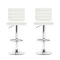 Artiss 2x Bar Stools Padded Leather Gas Lift White