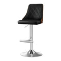 Artiss Bar Stool Swivel Adjustable Leather Black Bentwood