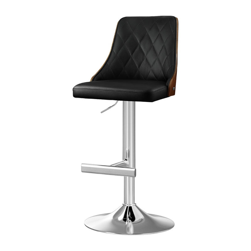 Artiss Bar Stool Swivel Adjustable Leather Black Bentwood
