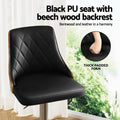 Artiss Bar Stool Swivel Adjustable Leather Black Bentwood