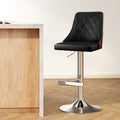 Artiss Bar Stool Swivel Adjustable Leather Black Bentwood
