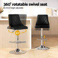 Artiss 2x Bar Stool Swivel Adjustable Wood Leather Black Kitchen