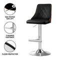 Artiss 2x Bar Stool Swivel Adjustable Wood Leather Black Kitchen
