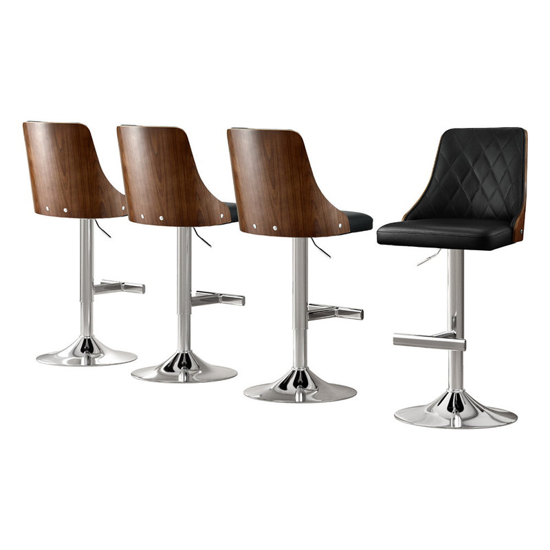 Artiss Bar Stool 4X Swivel Adjustable Kitchen Counter Leather Black